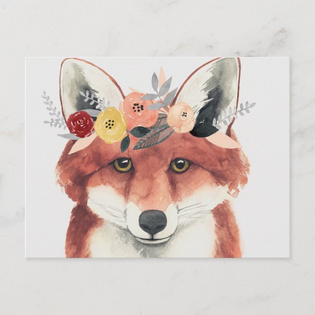 Flower Crown Forester Fox Postcard (Front)