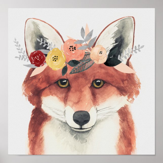 Flower Crown Forester Fox Poster (Front)