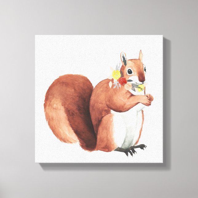 Flower Crown Forester Squirrel Canvas Print (Front)