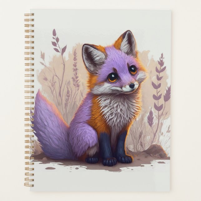Flower Crown Fox Design vintage Planner (Front)