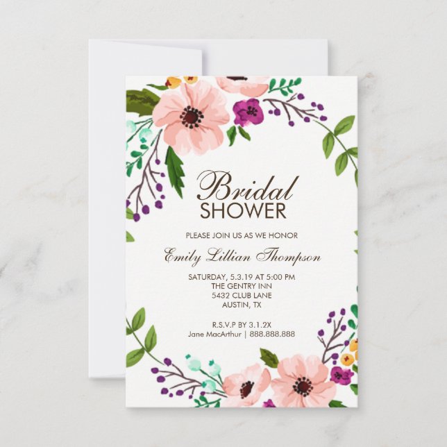 Flower Crown II Bridal Shower Invite (Front)