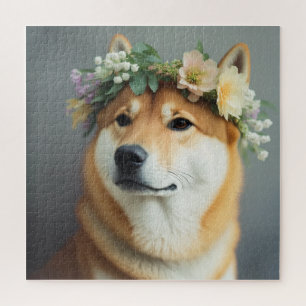 Flower Crown Shiba Inu Jigsaw Puzzle