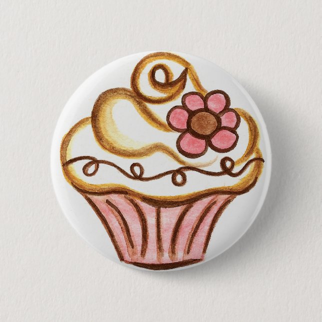 Flower Cupcake Button (Front)