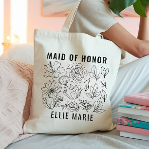 Flower Custom Maid of Honour Bag for Bridal Party