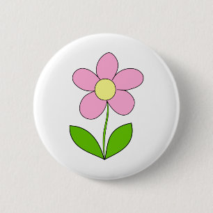Flower Daisy Yellow Pink Spring Nature Floral 6 Cm Round Badge