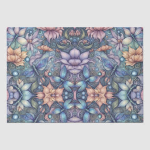 FLower Damask Blue Gold  Tissue Paper