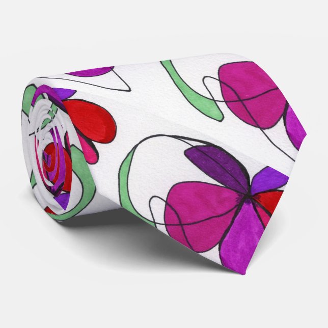 "Flower Dance" Abstract Design Tie (Rolled)