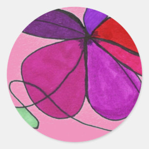 "Flower Dance on Pink" Abstract Design Sticker