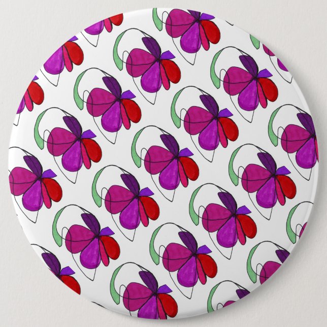 "Flower Dance Tiled Pattern" Abstract Art Button (Front)