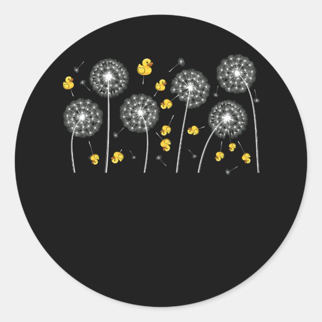 Flower Dandelion Duckie Bath Toy Ducky Rubber Duck Classic Round Sticker (Front)