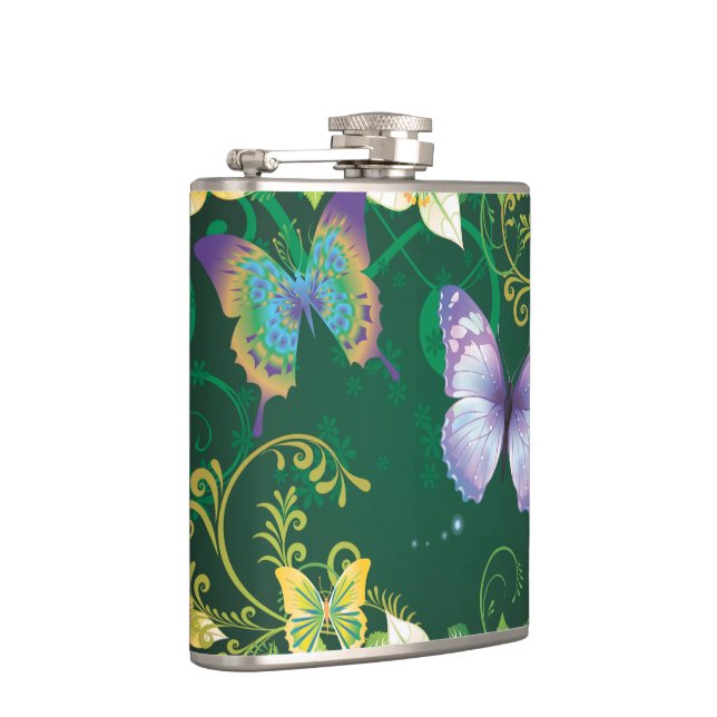 Flower Decor 4 WrappedFlask Hip Flask (Right)