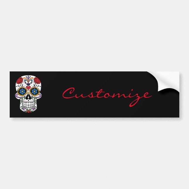 Flower Decorated Human Skull Art Thunder_Cove Bumper Sticker (Front)