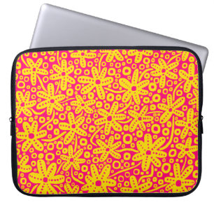 Flower Design - Amber and Rose Red Laptop Sleeve