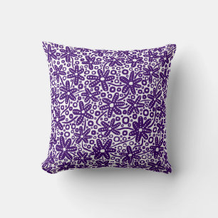 Flower Design - Deep Purple on Black Cushion