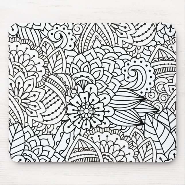 Flower Design Doodle Mouse Pad (Front)