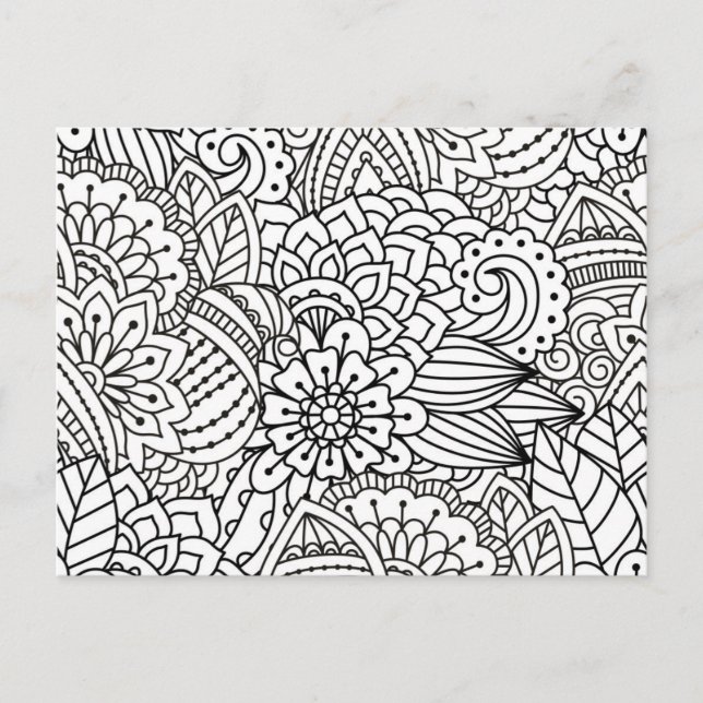Flower Design Doodle Postcard (Front)