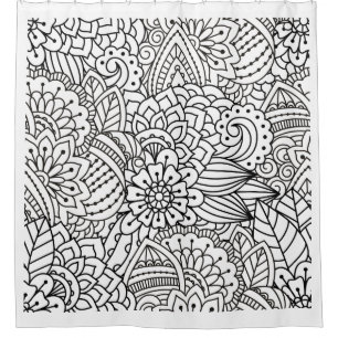 Flower Design Doodle Shower Curtain