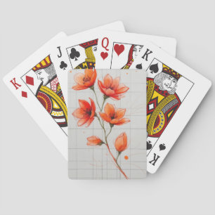 Flower Design Elegant Orange Blossom Art Playing Cards