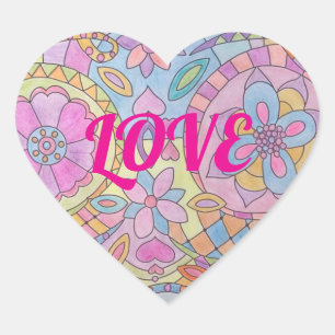 Flower Design Heart Stickers