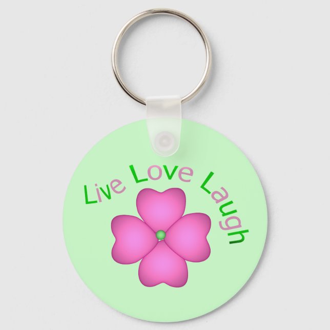 Flower Design - Live Love Laugh Key Ring (Front)