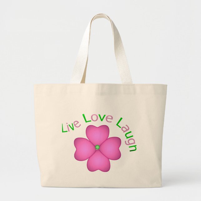 Flower Design - Live Love Laugh Large Tote Bag (Front)