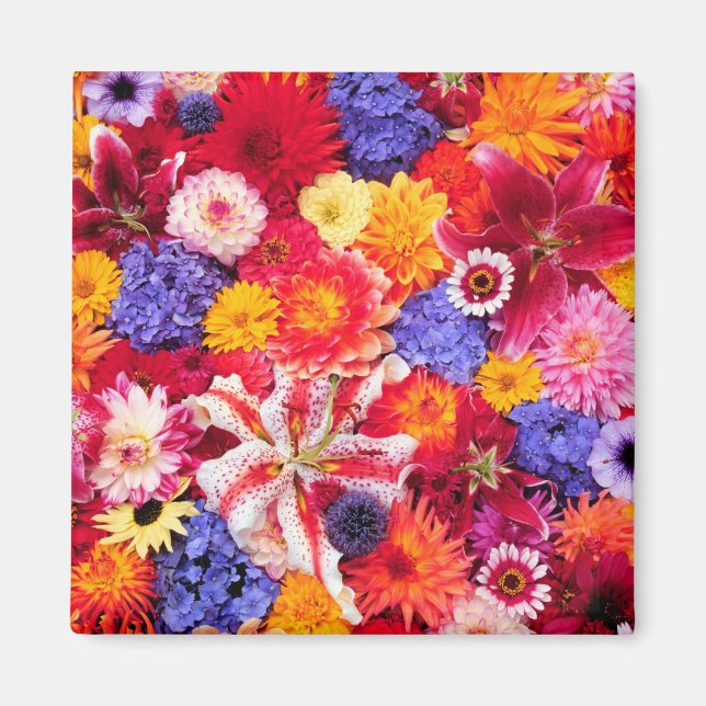 Flower design of Dalhia, Oriental Lilies, Magnet (Front)