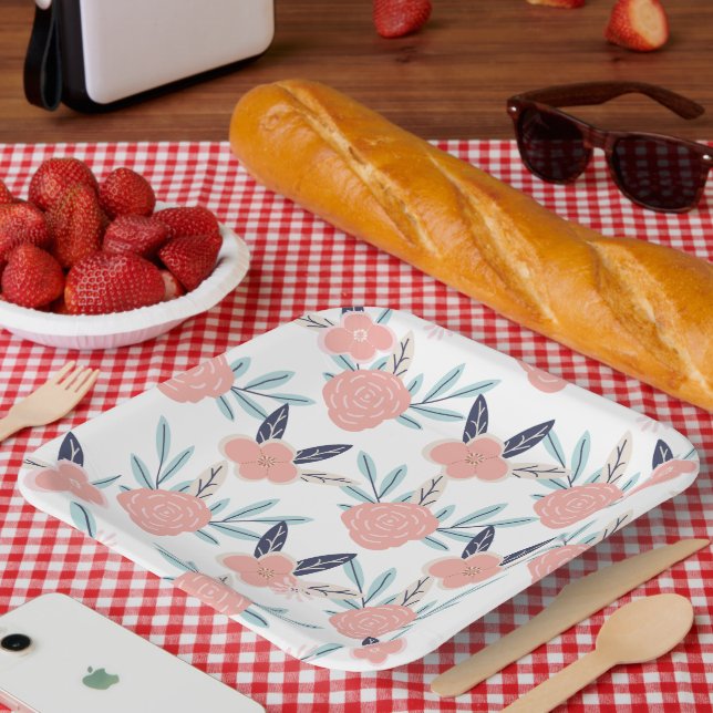 Flower design paper plate (Picnic)