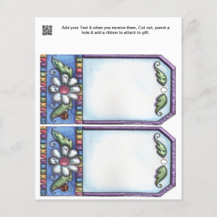 Flower design Party gift or favour Bag Tags Flyer
