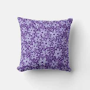 Flower Design - Powder Blue on Deep Purple Cushion