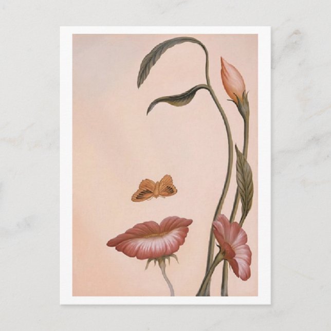 Flower Design Profile Face Postcard (Front)