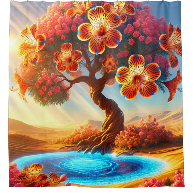 Flower Design Shower Curtain (Front)