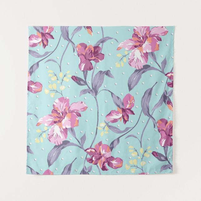 flower design textile illustrationart,background,d tapestry (Front)