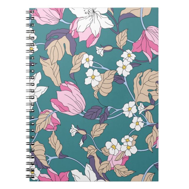 flower design textile illustrationart,pattern,back notebook (Front)