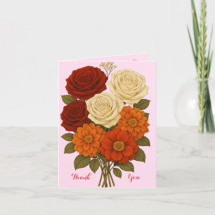 Flower Design Thank You Note Colorful Card