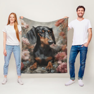 Flower Dog Breed Portraits 10 Fleece Blanket