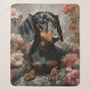 Flower Dog Breed Portraits 10 Sherpa Blanket