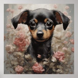 Flower Dog Breed Portraits 11 Poster