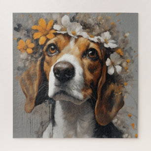 Flower Dog Breed Portraits 17 Jigsaw Puzzle
