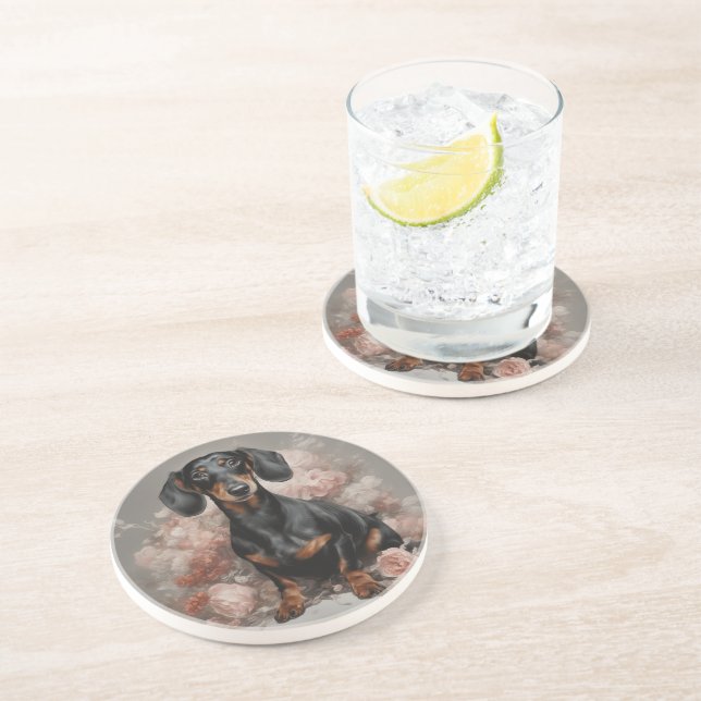 Flower Dog Breed Portraits 2 Coaster (Side)