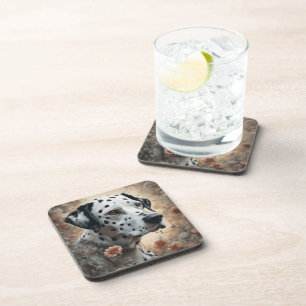Flower Dog Breed Portraits 3 Coaster