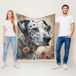 Flower Dog Breed Portraits 3 Fleece Blanket