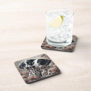 Flower Dog Breed Portraits 4 Coaster