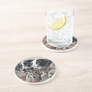 Flower Dog Breed Portraits 4 Coaster