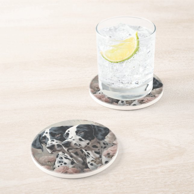 Flower Dog Breed Portraits 4 Coaster (Side)