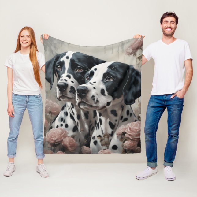 Flower Dog Breed Portraits 4 Fleece Blanket (In Situ)