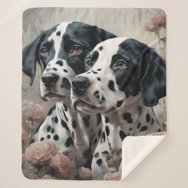 Flower Dog Breed Portraits 4 Sherpa Blanket (Front)