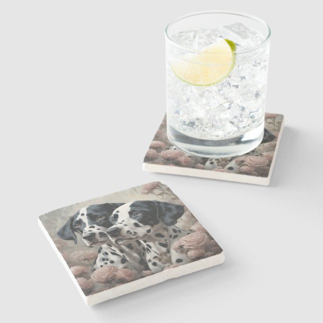 Flower Dog Breed Portraits 4 Stone Coaster (Side)