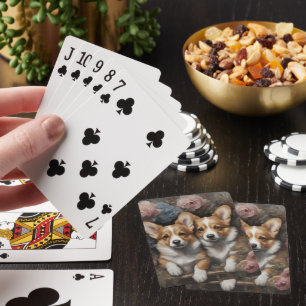 Flower Dog Breed Portraits 5 Playing Cards