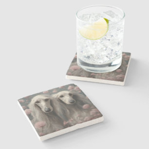 Flower Dog Breed Portraits 8 Stone Coaster