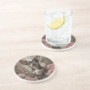 Flower Dog Breed Portraits 9 Coaster